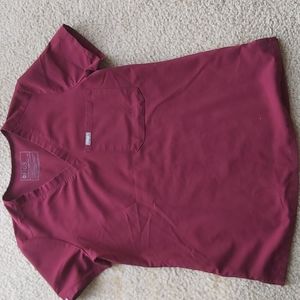 Figs Catarina Top Scrub Blouse One Pocket Burgundy Maroon XS